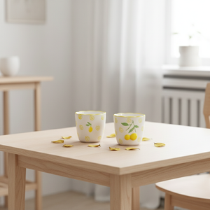 Taza de Té de Porcelana Fina de Primera Calidad 3460983CUPB-0.2, Nueva, con Estampado de Limón Amarillo y Espiral - Product Image 2