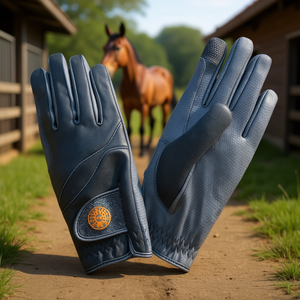Horse Riding Gloves Neoprene Back Sarino Synthetic Leather Palm Jockey Racing <b>Equestrian</b> Gloves - Product Image 3