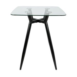 Tavolo da Bar Clara in Stile Mid-Century Moderno, Design Quadrato con Gambe in Metallo Nero e Piano in Vetro Trasparente - Product Image 2