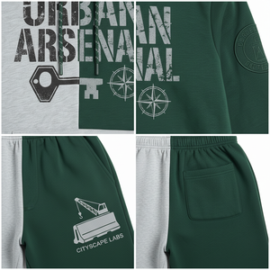 Conjunto de Sudadera con Capucha y Pantalones Cortos Urban Arsenal Color Block para Niños, Ropa Deportiva de Algodón, Estilo Urbano, Traje Casual de Dos Piezas para Otoño - Product Image 6