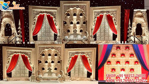 Buy Traditional Rajasthani Jharokha <b>Frame</b> For <b>Wedding</b> Stage Elegant White Theme Jharokha Backdrop Panel For <b>Wedding</b> - Product Image 3