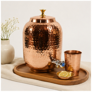 Distributeur d'eau artisanal en cuivre martelé pur, bienfaits ayurvédiques, robinet anti-fuite pour la maison et le bureau, ustensiles de cuisine - Product Image 4
