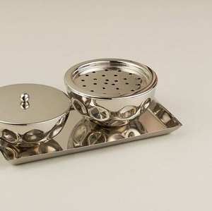 Juego de quemador de incienso de metal de lujo con bandeja, quemador de incienso árabe Oud, soporte para incienso de carbón, decoración para el hogar con fragancia. - Product Image 4