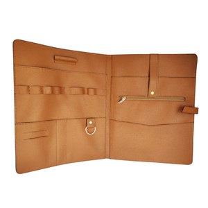 Custom Logo Office Accessories Organizer Genuine Leather Padfolio Business Portfolio <b>File</b> Folder Durable Soft <b>Document</b> Holder - Product Image 1