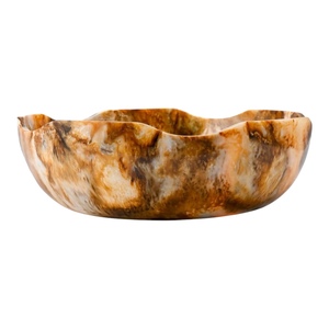 Bol de service en résine ambre dorée effet marbre, résistant à la chaleur, non revêtu, poli, design moderne, fabrication impériale, vaisselle pour la maison - Product Image 2