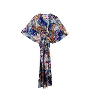 Caftán floral de algodón hecho a mano: Vestido largo indio con estampado de bloques, vestido largo para mujer, pareo de playa, vestido cómodo estilo hippie. - Product Image 1