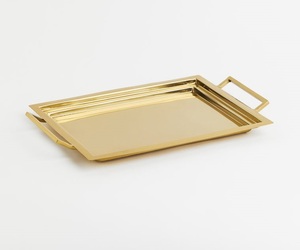 High Quality <b>Gold</b>-Coated Aluminum Metal <b>Tray</b> Classic Handmade Customizable <b>Serving</b> <b>Tray</b> Unique Decorative <b>Serving</b> <b>Tray</b> - Product Image 1
