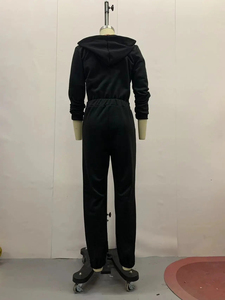 <b>Women</b> Jumpsuits Zipper Hooded One Piece <b>Romper</b> Solid Sporty Pockets Long Sleeve Tight Waist Jumpsuit Splice Overalls Autumn - Product Image 5