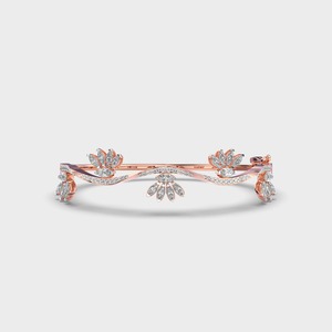 Bracelet en diamants marquise et ronds à motif floral ondulé certifié IGI en or jaune/blanc/rose 18 carats - Product Image 6
