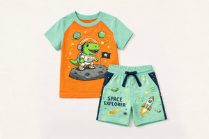Ensemble de vêtements d'été légers pour enfants, haut et short, tenue décontractée respirante pour enfants, options de taille personnalisée, vente en gros - Product Image 5