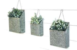 Maceta metálica galvanizada para colgar en la pared, decoración interior, maceta para suculentas, hierbas y flores, estilo rústico para el hogar y jardín, soporte para plantas estilo granja. - Product Image 5