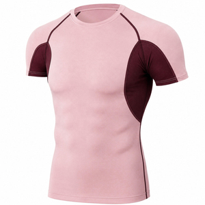 Men's Short Sleeve Rash Guard with Blocked Design <b>Compression</b> <b>Shirts</b> Moisture-wicking Anti-Bacterial for BJJ MMA and Wrestling - Product Image 1