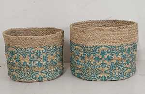 Panier de rangement rond en jute et coton, grand format, nouveau style, pour vêtements sales, jouets pour bébés, couvertures - Product Image 3