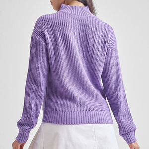 Suéter de Mujer Estilo Vintage para Invierno, Cuello Alto, Algodón Suave, Estilo Urbano, con Logotipo Personalizado Bordado, Felpa, Corte Regular - Product Image 4