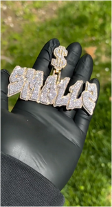 Pendentif personnalisé en argent 925 plaqué or jaune 18 carats avec lettres, serti de moissanite VVS, testée comme du diamant, style hip-hop, bijoux fins pour hommes - Product Image 2