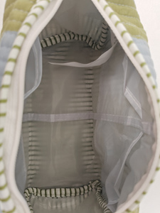 Modern Stripe Green Printed Eco-Friendly Cotton Zipper Lightweight Durable Large Capacity Multi-Purpose Cosmetic <b>Case</b> - Product Image 4