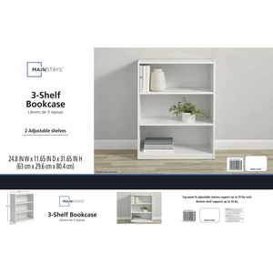 Libreria bianca a 3 ripiani con ripiani regolabili per un'organizzazione personalizzata - Product Image 4