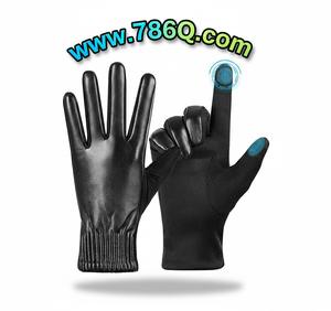 Gants en cuir noir à écran tactile pour femmes du Pakistan - Product Image 1