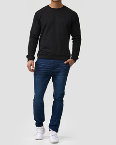 Sudadera Urbana de Dos Tonos en Negro Liso, Talla Grande, con Logotipo Bordado Personalizado, Sudadera de Felpa Francesa de Algodón para Hombre - Product Image 5
