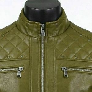 Custom Men's <b>Winter</b> <b>Leather</b> <b>Jacket</b> with Stand Zipper PU Plain Dyed Techniques Front Logo Manufactured Clothing - Product Image 4