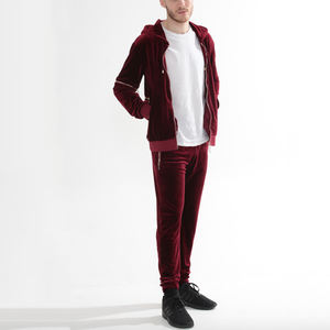 Ensemble de survêtement en velours personnalisé avec logo, veste zippée intégrale et pantalon, 2 pièces, tenue de sport décontractée pour homme – Vente chaude - Product Image 6