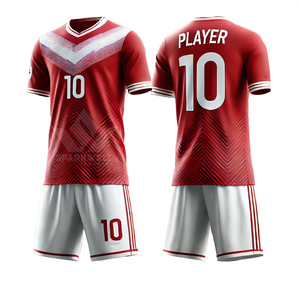Men's Geometric Soccer Jersey Set V-Neck Short Sleeve Moisture Wicking Quick Dry Polyester Shorts Custom Team Soccer Uniform - Product Image 3