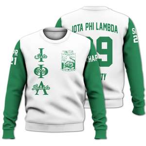 Veste universitaire personnalisée Iota Phi Lambda, veste universitaire blanche et vert émeraude personnalisée, sweat-shirt de la sororité Iota Phi Lambda - Product Image 3