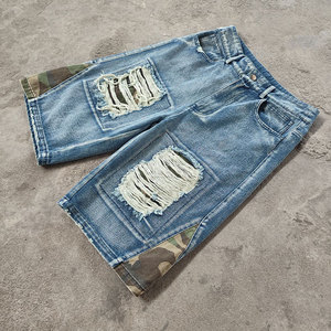 Shorts de mezclilla para hombre, estilo vintage, ropa de calle para viajes y fin de semana, shorts desgastados para hombre - Product Image 3