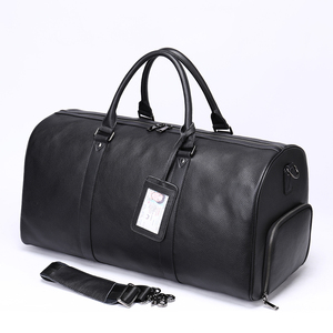 Sac de voyage en cuir véritable 30-40L avec fermeture éclair, sangle réglable, unisexe, décontracté, pour la gym et les voyages - Product Image 1