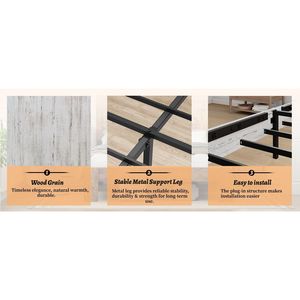 Struttura letto matrimoniale con testiera in legno silenziosa, piattaforma, facile da montare, senza bisogno di rete a molle, letto grande dal design elegante - Product Image 2