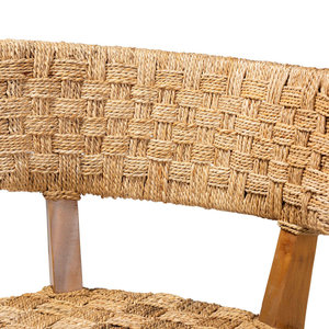 Bohemian Style Seagrass and <b>Mahogany</b> Wood <b>Dining</b> <b>Chair</b> Woven Seating for Comfort and Style - Product Image 6