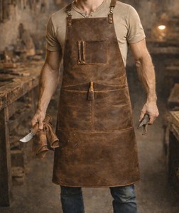 Waterproof Leather <b>Apron</b> for Kitchen <b>BBQ</b> Grill Durable Heat Resistant <b>Apron</b> Bulk Supply OEM Customization LPN-0278 - Product Image 6