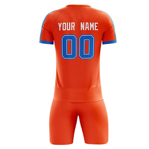 Uniforme de Fútbol Personalizado Color Naranja para Hombre, Transpirable, Poliéster, Impresión por Sublimación, Diseño con Nombre del Equipo, Servicio OEM - Product Image 2