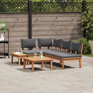 Conjunto de 4 Bancos de Jardín Marrones y Grises con Almacenamiento para Cojines, Colección de Muebles Elegantes para Exteriores - Product Image 4