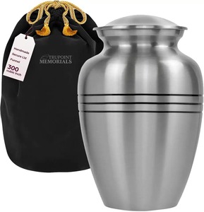 Urna Funeraria de Metal Plateado para Cenizas Humanas Adultas, con Grabado Floral, Urna Grande de Aluminio y Bolsa de Terciopelo Gratis - Product Image 2