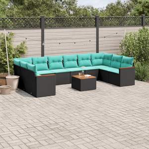 Ensemble de canapés de patio en polyrotin noir de 11 pièces avec coussins pour ensembles de jardin - Product Image 1