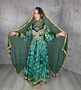 Vestido Largo Verde con Cuentas, Escote en V, Mangas Largas, Cintura Natural, Corte en A, Chifón, Formal, para Boda, 100% Poliéster - Product Image 4