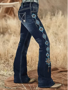 Jeans de Mezclilla de Pierna Recta para Mujer TRIBON SPORTS, Cintura Alta, Sin Elástico, Lavado a la Piedra, Rotos, Estilo Vintage, Casuales, Largos, 100% Algodón - Product Image 4