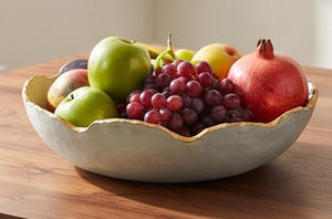 Bol en céramique artisanal haut de gamme, glaçure céladon, bord doré, design minimaliste, pour servir les aliments, pièce maîtresse décorative - Product Image 3