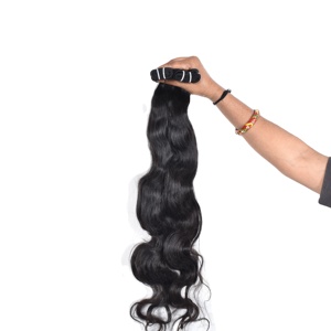 Extensiones de cabello humano barato crudo negro Natural de cutícula alineada Bodywave de templo indio virgen estirado doble no químico - Product Image 1