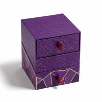 Boîte cadeau rigide à double tiroir personnalisée en violet, emballage en papier de luxe pour bijoux, chocolats, cosmétiques
