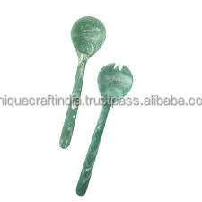 Venta superior Classic Art Deco Estilo vintage Remolino Resina Cuchara Set Mejor Servidor de ensalada Cubiertos Vajilla para bodas - Product Image 3