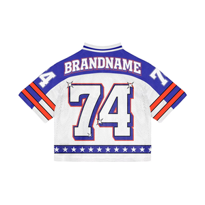 High Street Drop Shoulder Boxy Custom Sublimation V Neck American Football Jerseys for Men 100% Polyester Mesh <b>Tshirts</b> - Product Image 5