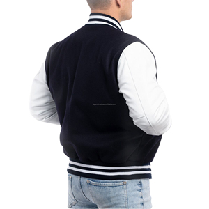 Chaqueta Universitaria Personalizada Unisex, Estilo Varsity, de Lana y Cuero, con Cierre, Bordado, Parches Frontales, Estilo Retro, Uniforme de Premiación Universitaria - Product Image 2