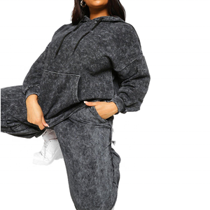 Sweat-shirts pour femmes en coton délavé à l'acide, style hiver sombre, avec imprimé ange noir, vêtements personnalisés de niche - Product Image 2