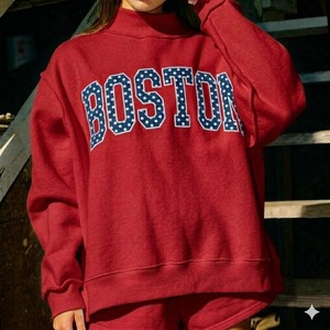 Women's Oversized Printed <b>Mock</b> <b>Neck</b> Streetwear Sweatshirt Autumn/Winter Solid Colors Casual Soft Knitted Polyester/Cotton - Product Image 4