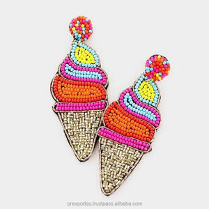 2025 alta moda al por mayor hecho a mano semilla cuenta pendiente moda multicolor helado pendientes joyería para mujeres pendientes - Product Image 3