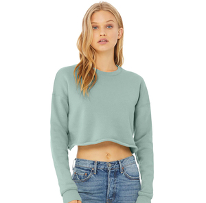 Sweat-shirt court en coton 100 % de haute qualité pour femme, hiver/été – Couleurs et logos personnalisables, tissu polaire respirant et écologique - Product Image 4