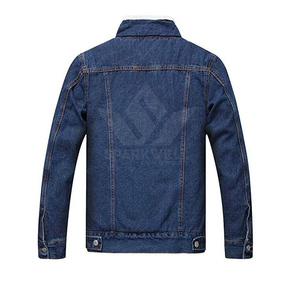 <b>Men's</b> Dark Blue Sherpa Lined Denim Trucker <b>Jacket</b> Button Closure Long Sleeve Regular Fit <b>Warm</b> Casual Winter Jean <b>Jacket</b> - Product Image 2