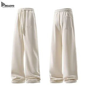 กางเกงวอร์มผู้ชายทรงหลวมโอเวอร์ไซส์ แฟชั่นผ้าฝ้ายเทอร์รี่ 100% มีเชือกผูกเอวและกระเป๋าหลัง - Product Image 1